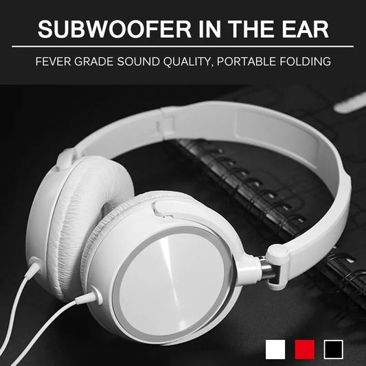 Wired Headphones 3.5mm Bass Stereo Foldable with Microphone