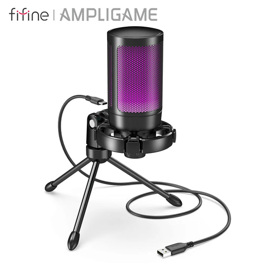 FIFINE AmpliGame RGB USB Gaming Microphone A2
