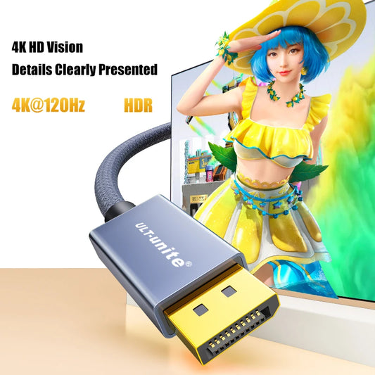 DP to HDMI-Compatible Adapter 4K120Hz Display Port Cable Converter