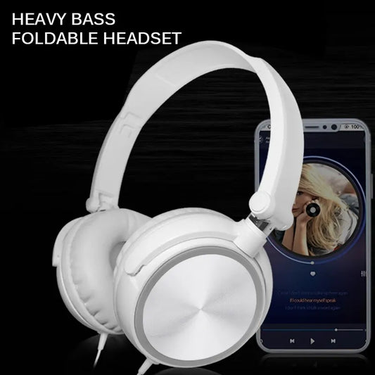 Wired Headphones 3.5mm Bass Stereo Foldable with Microphone