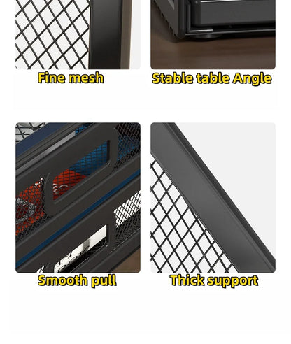 2-Layer Metal Monitor Stand with Drawer for Desktop Storage