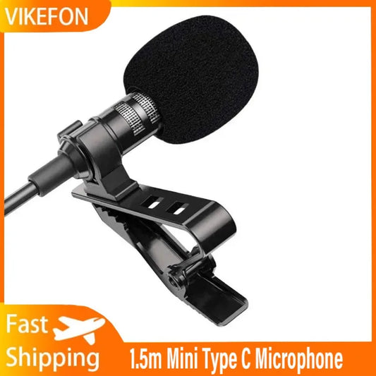 VIKEFON Mini Portable Clip-on Lapel Microphone